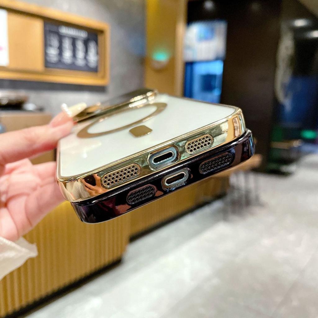 Применимо к iPhone 15 Гальванизированные Большие Окна Apple 14pro с Магнитным Хвостом 1312 Прозрачный Противоударный Защитный Чехол