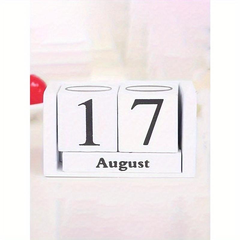 1pc Wooden Perpetual Calendar - Elegant Wooden Block Calendar With Daily Date Display, Suitable For Office, Study, Shop, Bar
