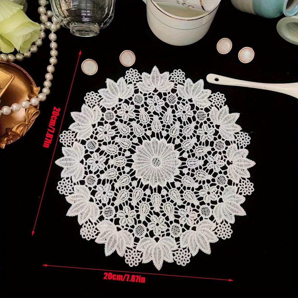 2pcs Vintage White Lace Table Mat, Plate Mat,  Home Kitchen Dinning Table Decoration