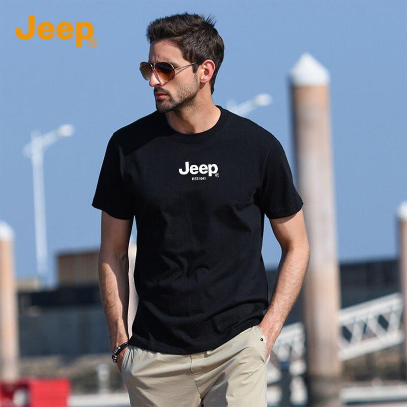 Jeep Мужская повседневная футболка из чистого хлопка с коротким рукавом