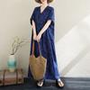 2025 Plus Size Summer Women Long Dress Oversized Loose Casual V-Neck Basic Beach Vintage Dress