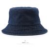 Women's solid-color, plain, washed denim bucket hat for outdoor activities, travel, sun protection, and shade