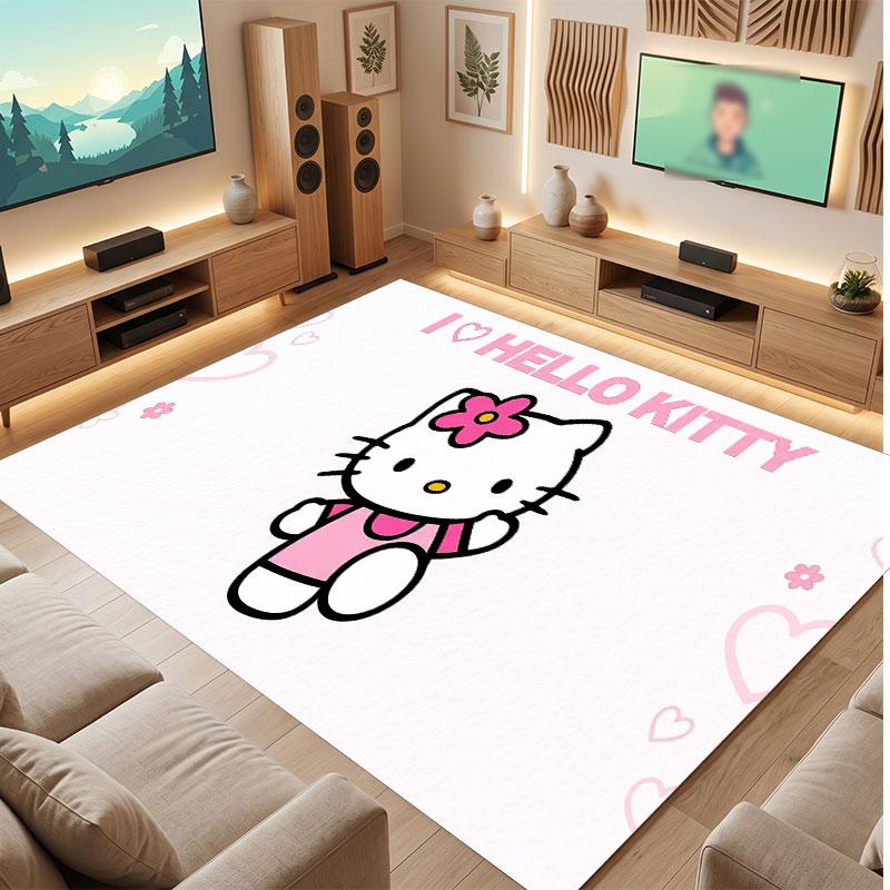 Коврик Hello Kitty Мягкий Толстый Нескользящий Напольный Ковер для Спальни Гостиной Домашний Декор