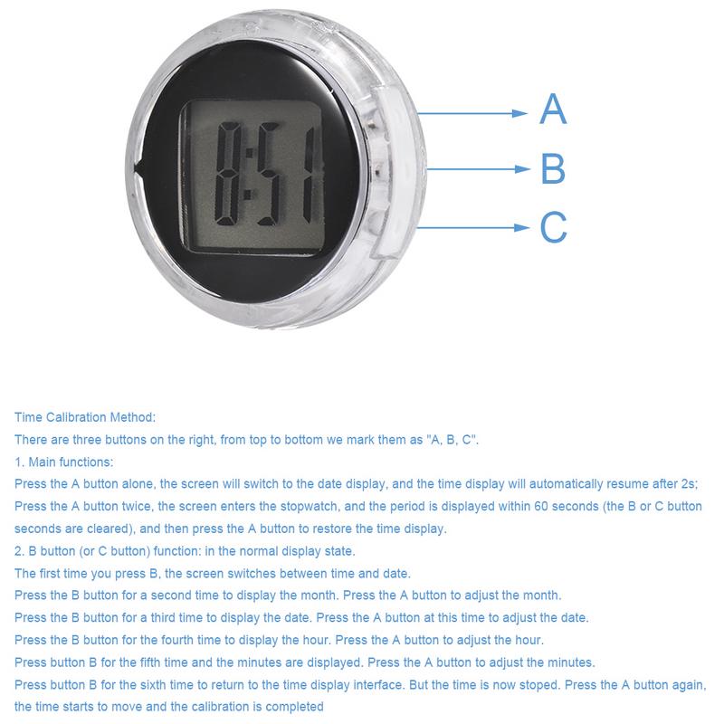 Универсальные мини-цифровые часы для мотоцикла, наклеивающиеся на водонепроницаемые электронные часы с секундомером для мотоциклов