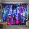 2pcs Cyber Punk Style Car 3D Digital Printed Curtain For Bedroom Living Room Window Floor-to-ceiling Window Blinds Grommet Top