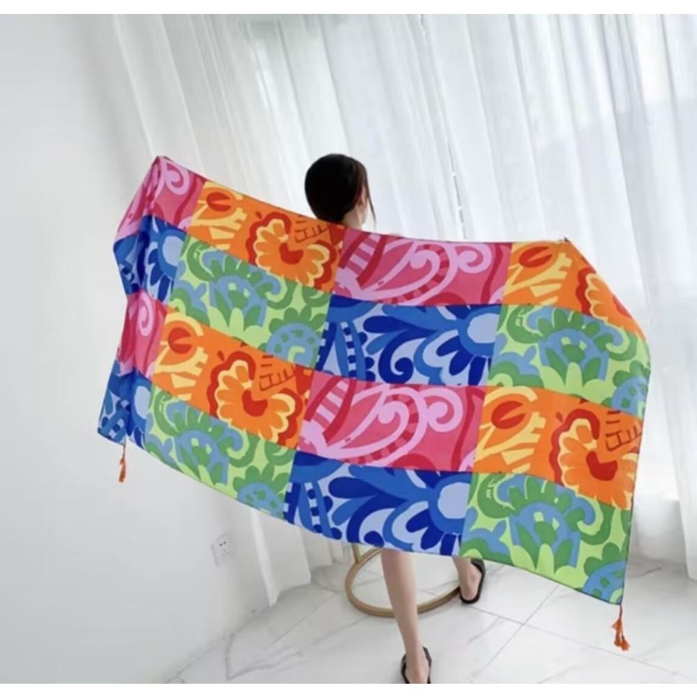 Соленое озеро Чака Туризм на Северо-Западе Этнический стиль Шарф Шелковый шарф Женский Летний Приморский Пляжный Платок Солнцезащитный Тонкий