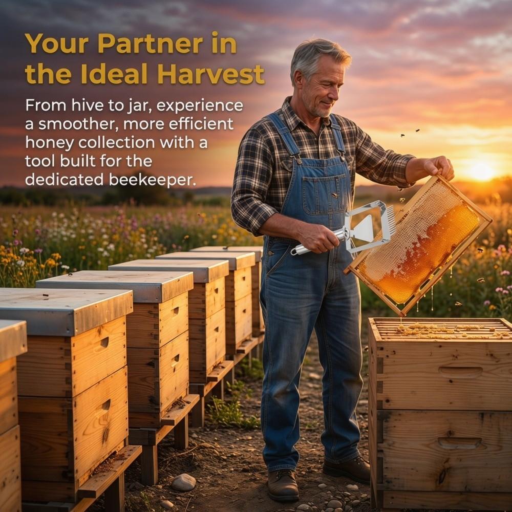 Stainless Steel Honey Scraper Tool Wooden Handle Uncapping Fork Scraper Apiary Supplies