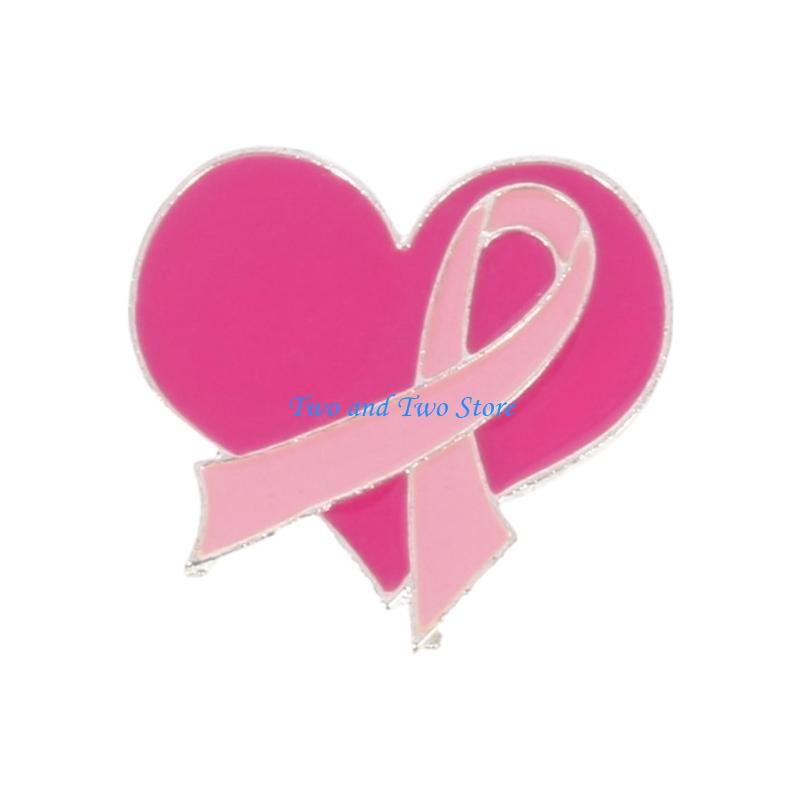 HX6F Health Awareness Pink Ribbon Brooch for Women's Day Festivities Alloy Lapel Pin