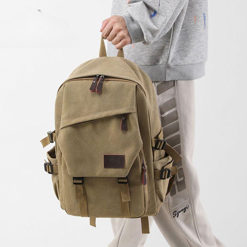 Retro Men's Canvas Backpack Student School Bag Trend Casual Large-capacity Travel Bag Backpack