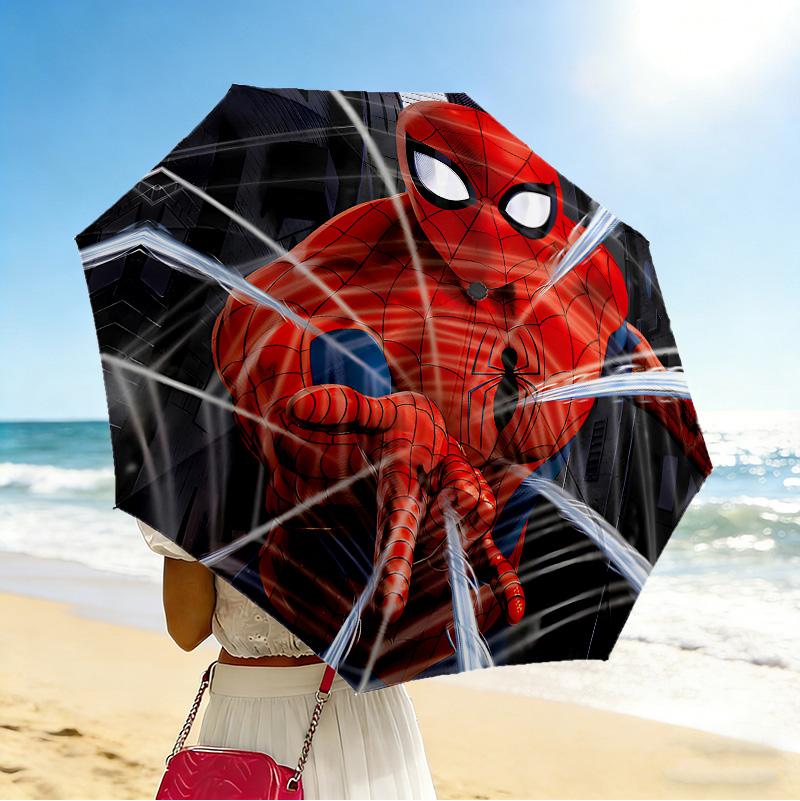 Spiderman Web 8 Ribs 3Fold Black Glue Uv Protection Umbrella Sun Protection Rainproof Compact Folding Umbrella For Travel Daily Use C924660