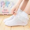 Кружевные танцевальные носки для девочек, чистый хлопок - белые, тонкие, для малышей/детей, на весну и осень