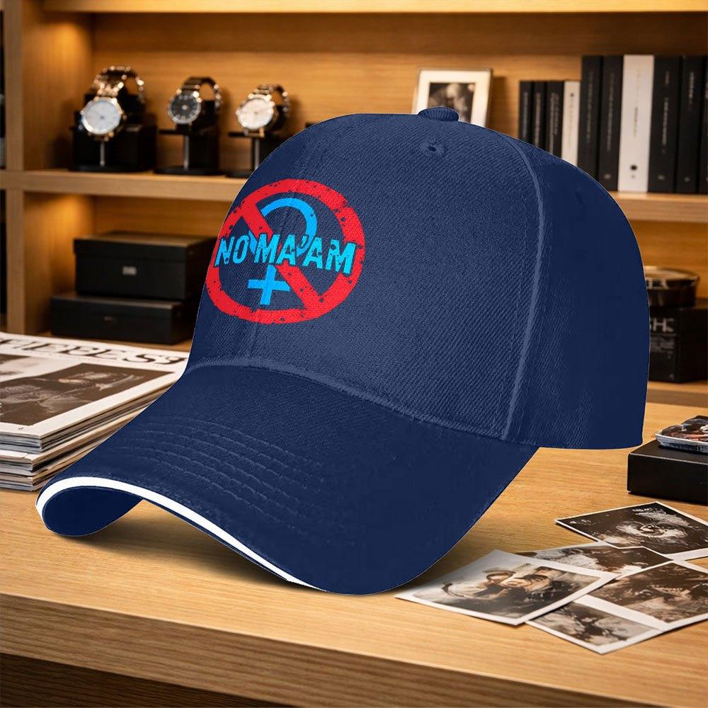 No Maam Adjustable Sandwich Baseball Cap Unisex Trendy Printed Peaked Hat For Fishing Golf Camping Hiking
