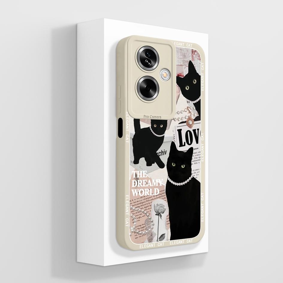 Для OPPO A79 A77 A77s A78 A83 A91 A92 A93 A93s A94 A95 A96 4G 5G чехлы для телефонов прекрасный рисунок панды котенка жидкий силиконовый противоскользящий чехол для OPPO Capa