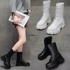 Autumn New Large-size Women's Boots Mid-tube Motorcycle Boots British Wind Thick Soled Short Boots Female Tide Thin Boots P339