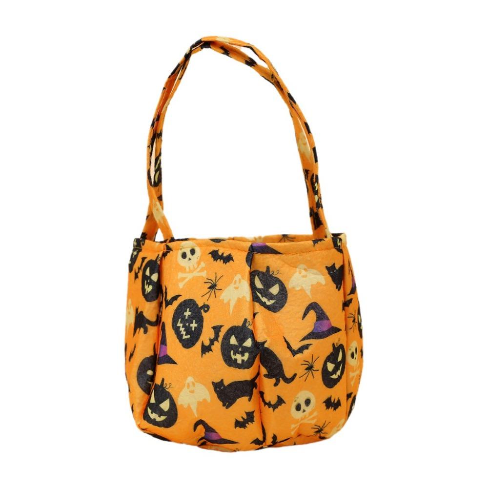 Portable Candy Bucket Non-Woven Pumpkin Candy Bucket Creative Trick-or-Treat Bag Trick or Treat