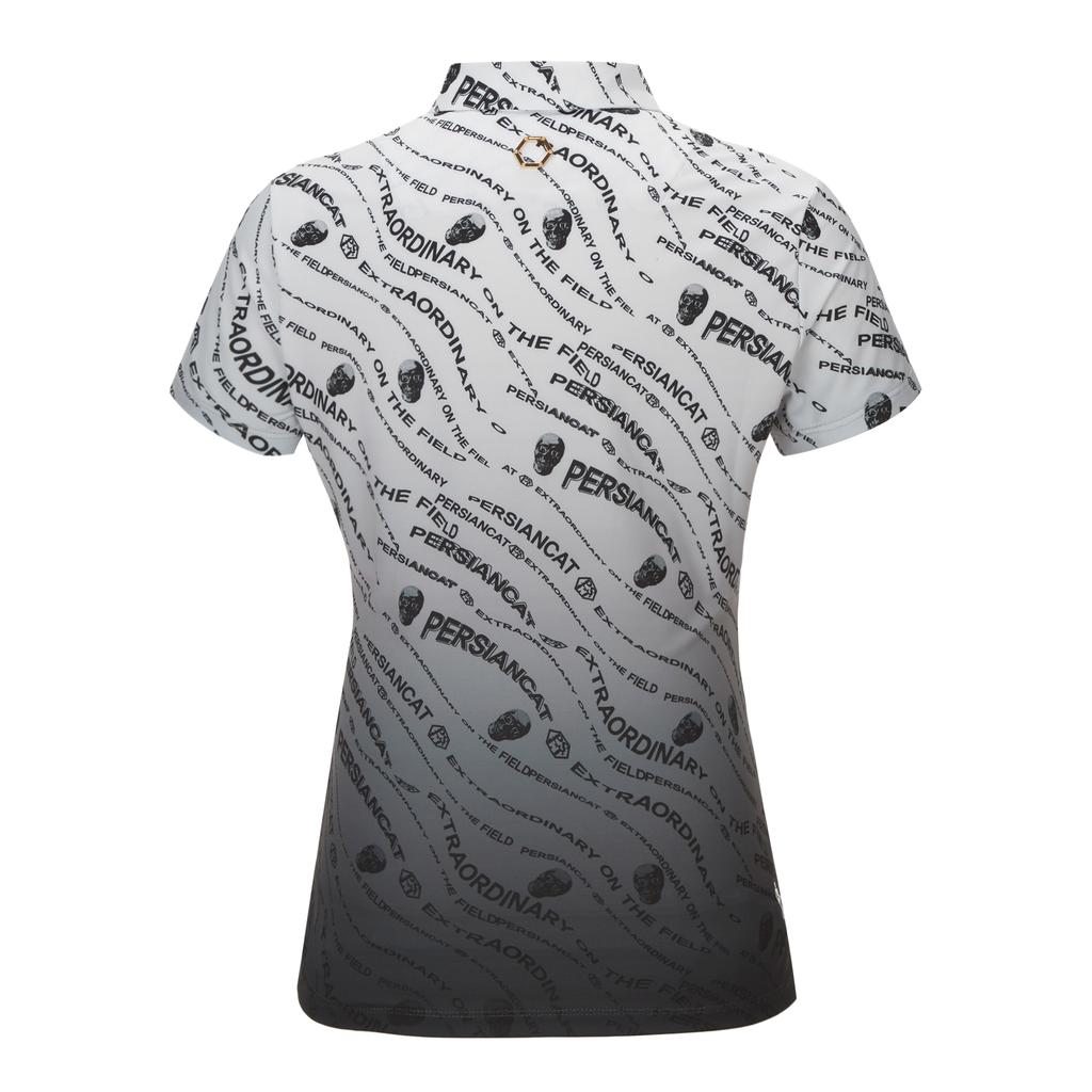 PERSIANCAT GOLF Women Hexagon Gradient Short Sleeve T-Shirt Gray