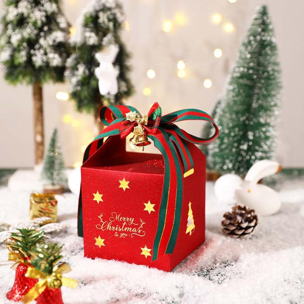 6PCS Square Christmas Candy Box Glitter Chocolate Box High-end Christmas Gift Packing Box Bakery
