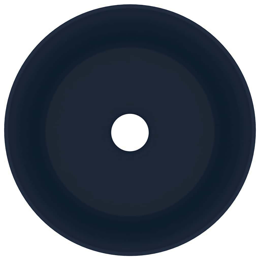 Luxurious Round Wash Basin Matte Dark Blue 40 x 15 cm Ceramic