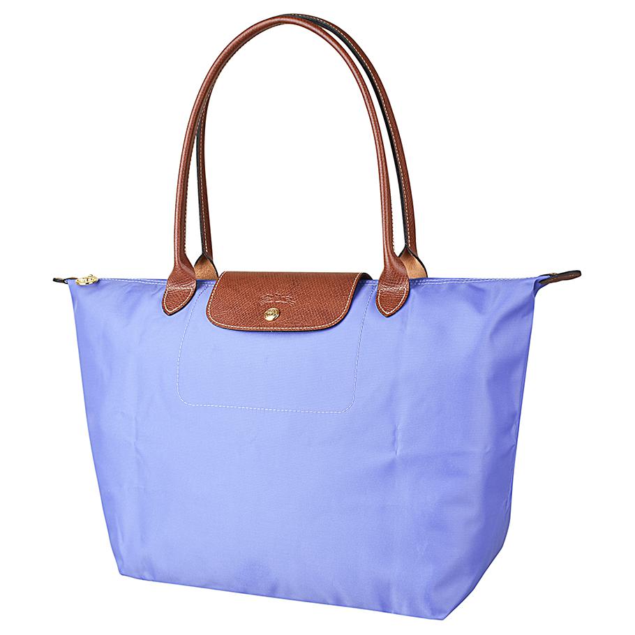 Longchamp Le Pliage 31 с длинными ручками, сумка-тоут «Пельмень» из переработанного холста и кожи, большая женская сумка-тоут, лавандовая, 1899089B40