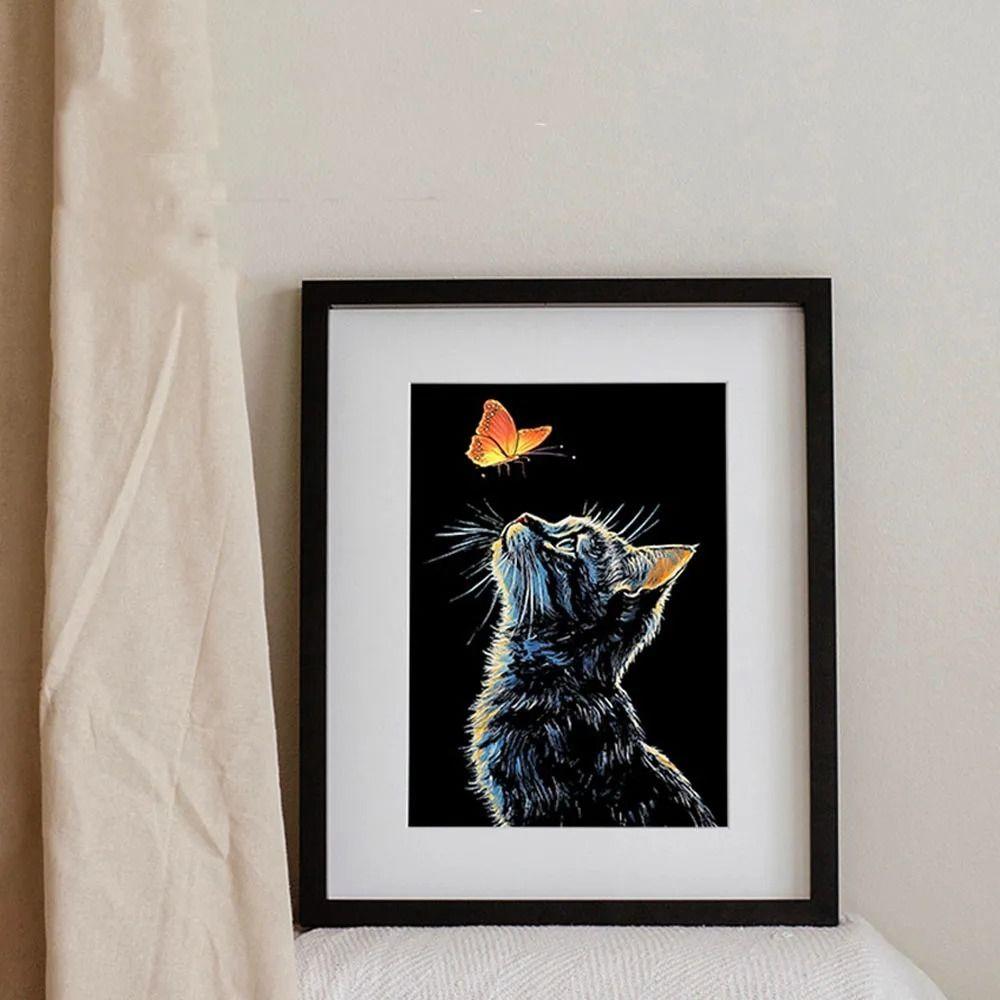 Paper Rainbow Art Postcards Luminous Effect Luminous Art Set Scratch Painting Paper Kit  Gift