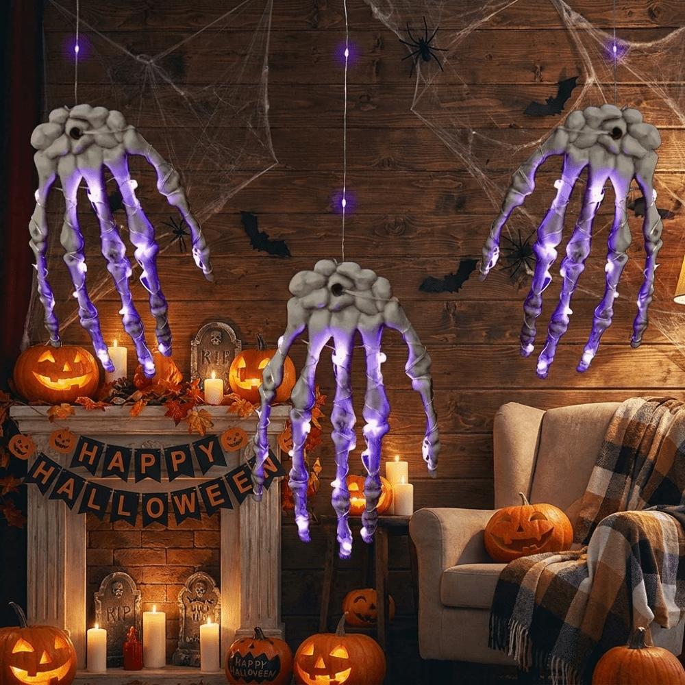 Realistic Glowing Skeleton Hand Plastic Ghost Skeleton Hand Lamp Halloween Party