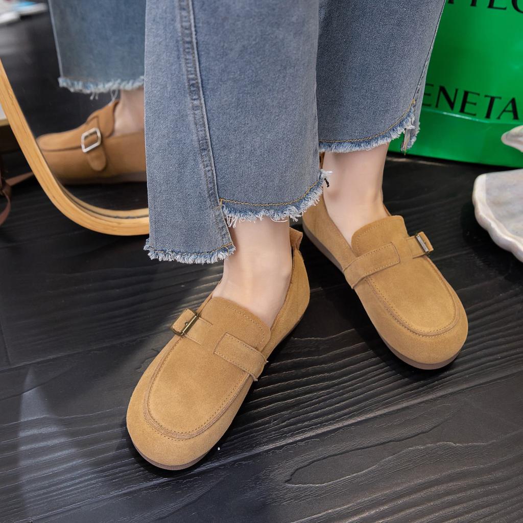 2025 Spring New Soft-soled Soft-faced Matte Fashion Doudou Shoes One-pedal Flat-soled Single Shoes Women's Versatile Mother Shoes