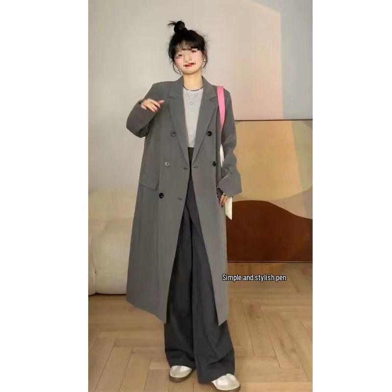 Early Autumn Long Grey Women's Trench Coat - Korean College Style