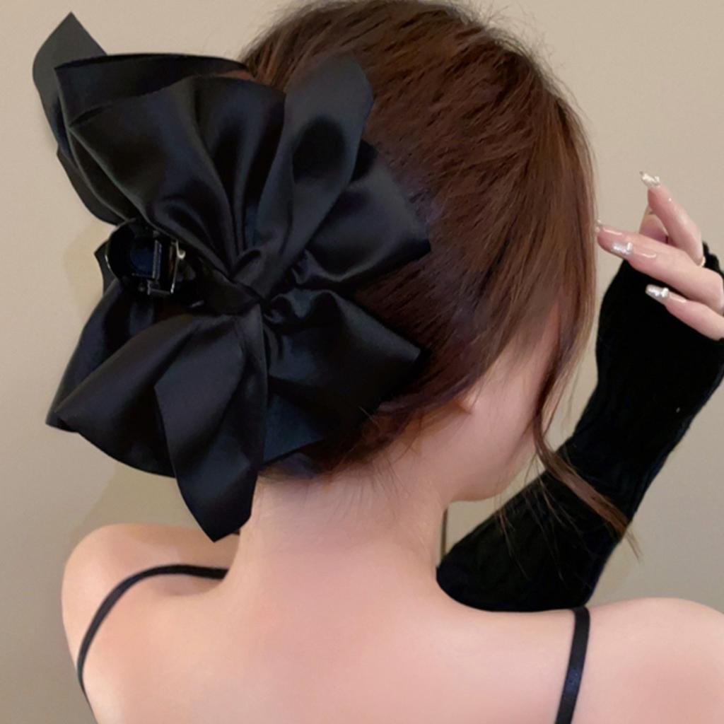 Simplicity Black and White Big Bow Hair Clip for Women Elegant Ponytail Clip Girl Hair Clamp Hair Accessories