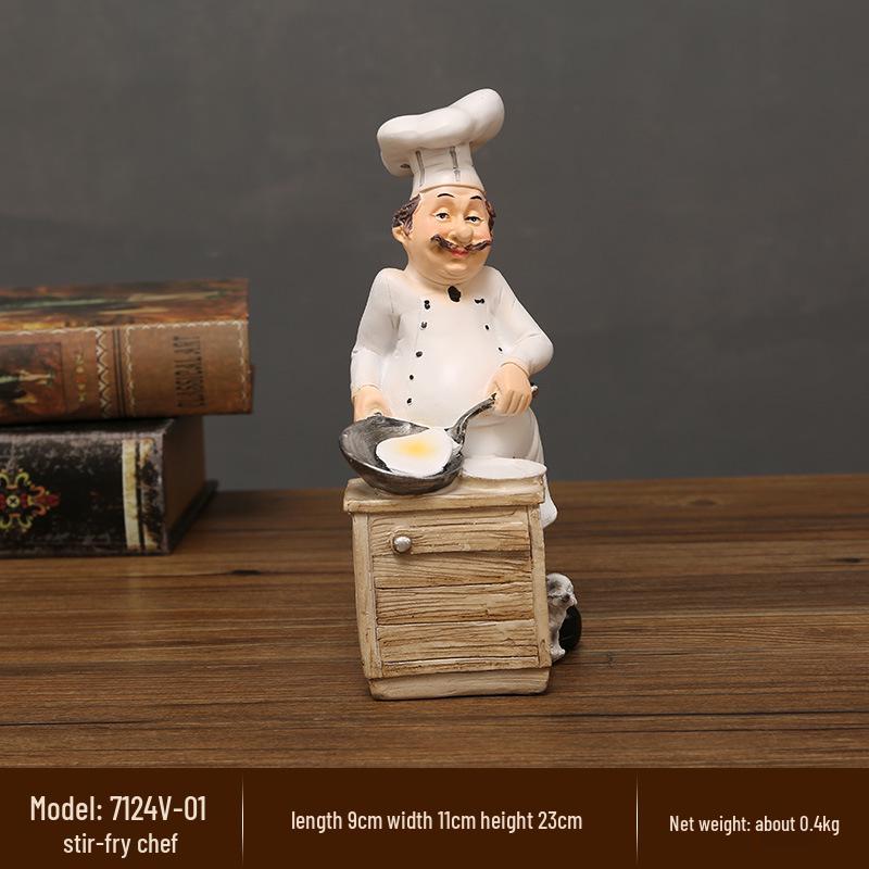 European Chef Figurine - Decorative Ornament for Home, Cafe, Cake Shop, or Living Room