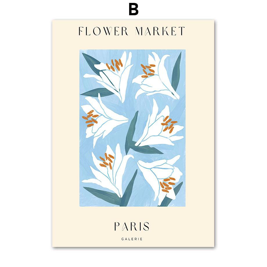 Абстрактные свежие цветы рынок парижский завод лист бохо скандинавские постеры и принты настенное искусство холст картины картины декор гостиной