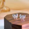 Sweet Hollow Bow Screw Earrings for Girls To Prevent Niche Design Earrings