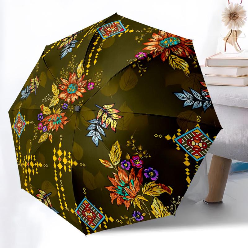 1pc Floral Pattern Automatic Folding Umbrella - 8-Rib Automatic Open/Close, Large Canopy, Portable for Office, Living Room, Bedroom yy251217147