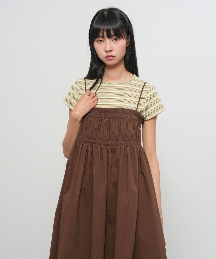 General Idea Shirred Banding Sleeveless Dress [Brown] / Gf2Lop516
