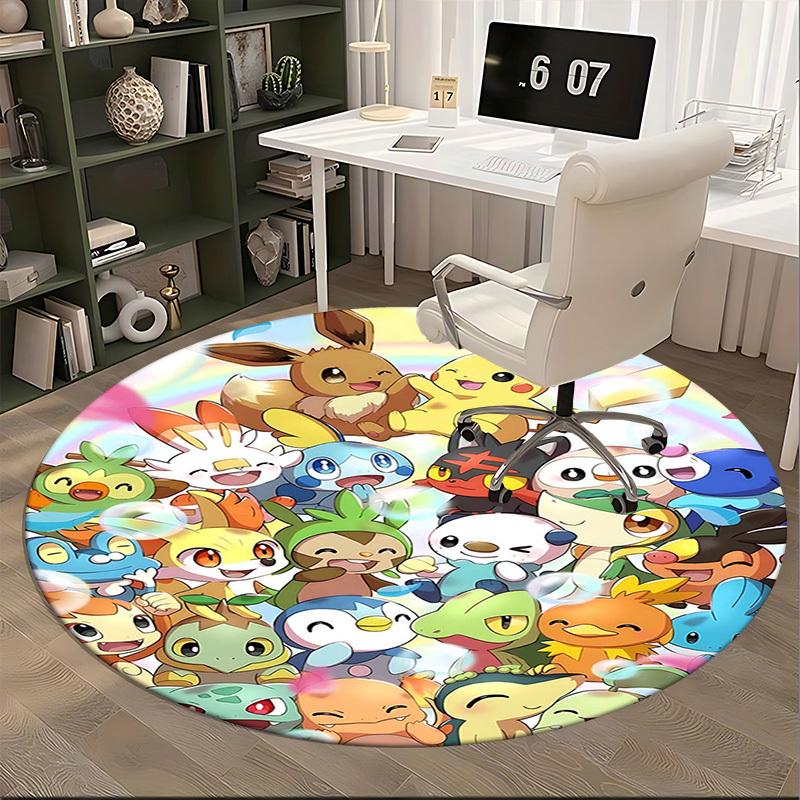 1 шт. Круглый ковер Pokemon Пикачу и друзья - Коврик-сиденье с дизайном из аниме для офиса, домашнего декора, гостиной