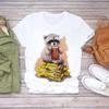 Women Summer T Shirt  Small Animals Print Retro Fashion Short Sleeve Tees Casual   Printed  Tops