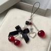 Black Cherry Phone Charms Strap Strawberry Bow Water Bottle Pendant Cherry Keychain  Fashion Decor