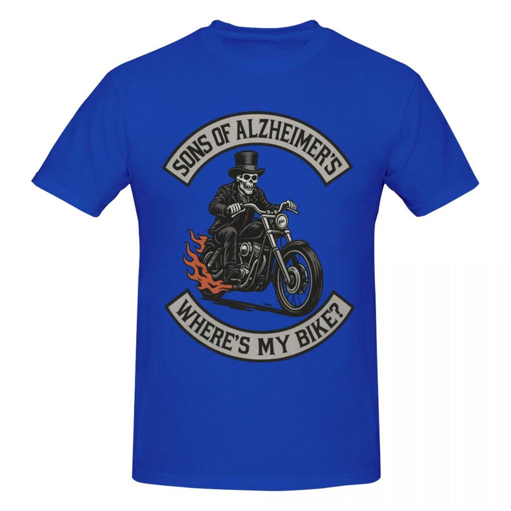 Unisex Motorcycle Biker Sons Alzheimers Wheres My Bike Fans Support T Shirt Vintage O-neck Cotton Tshirt Unisex