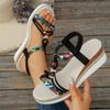 Fashion Women Sandals Fashion T-Strap Platform Shoes for Women Mix Color Elastic Band Wedge Sandals Woman Summer Daily Open Shoes Female