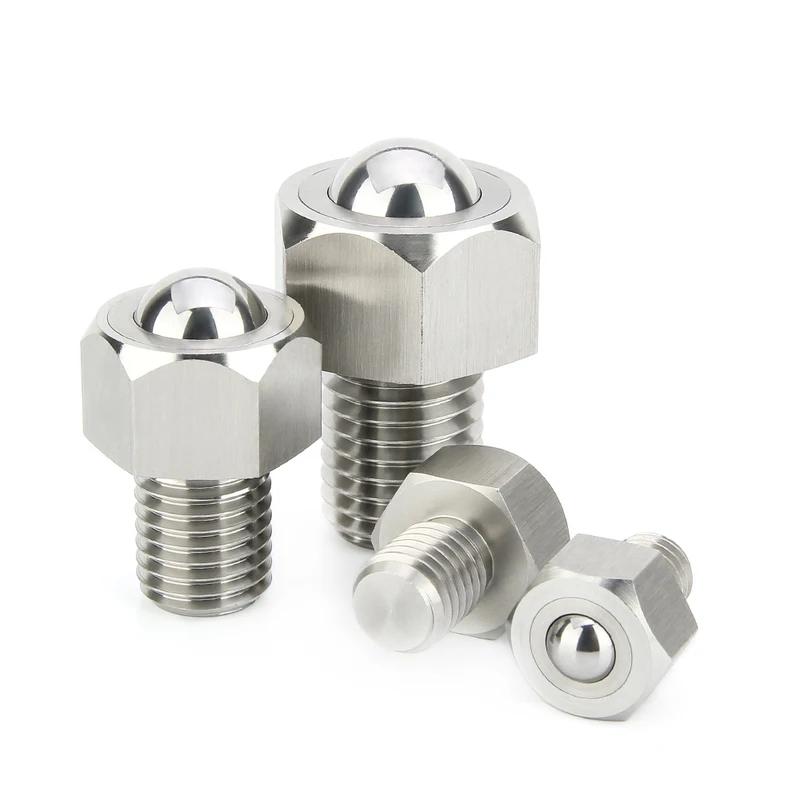 1pc Stainless Steel/POM Main Ball Conveyor Rollers Threaded Ball Rotated Freely Ball Transfer Units Hexagon Cap Ball Plunger