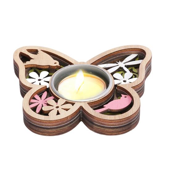 Подсвечник в виде бабочки, резьба по дереву, подставка для свечей в виде сердца, украшение для гостиной, ванной комнаты, центральный элемент стола