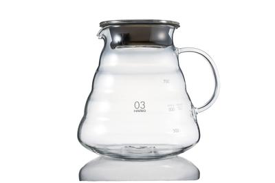 HARIO V60 Стеклянный сервер 800 Прозрачный, 800 мл, 2-6 чашек, Можно использовать в микроволновой печи, XGSR-80-TB
