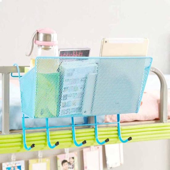 Металлическая подвесная стойка для хранения, крючки для корзины, держатель для книги, телефона, органайзер для кровати в общежитии