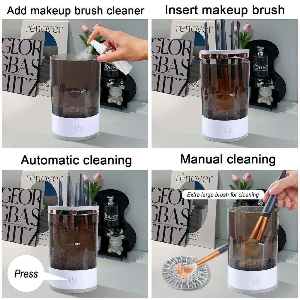Автоматическая электрическая очиститель для кистей для макияжа Ленивая чистка Мойка для кистей Инструмент для быстрой сушки 3-в-1 Машина для очистки кистей и Сушилка