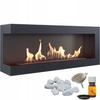 Wall Mounted Bioethanol Fireplace DELTA 1200 TÜV Left-sided with Decorative Stones with Glazing Set