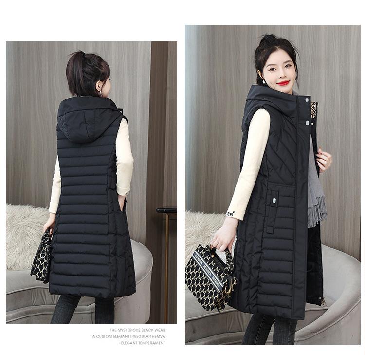 Осенне-зимняя женская однотонная ветрозащитная теплая жилетка без рукавов с капюшоном на талии, женская куртка без рукавов