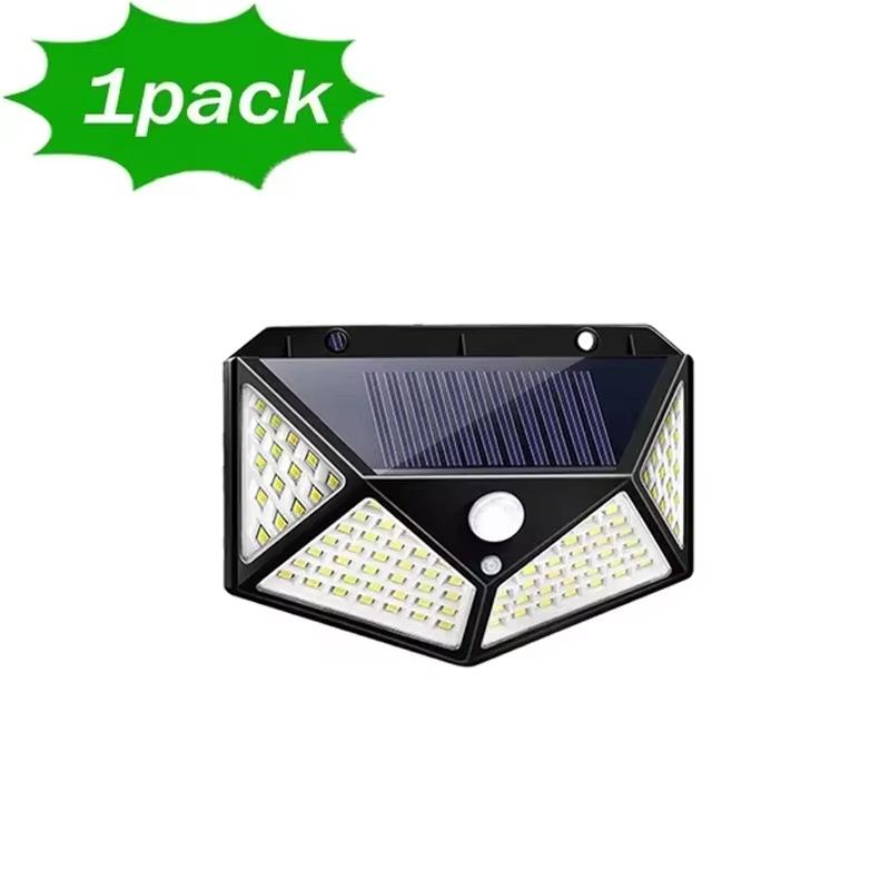 Solar Wall Lamp Outdoor 100 LED 4 Sided Luminous Motion Sensor Waterproof Garden Courtyard Lighting 1/2/4/6/10PCS Set