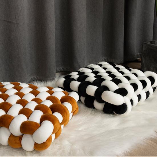 Завязанная квадратная подушка Мягкая подушка ПП Хлопковый наполнитель Дышащая, приятная для кожи, износостойкая, декоративная тканая подушка для домашнего офиса