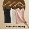 Women's Faux Silk Camisole Top Ice Silk Satin Tank Top Spaghetti Strap Sleeveless Cami Top Crew Neck Silky Summer Basic Blouse
