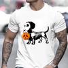 Summer Men Street Personality Fun T-Shirt Fashion Short Sleeve Casual Plus Size Top Pumpkin Dachshund Funny Halloween Clothing