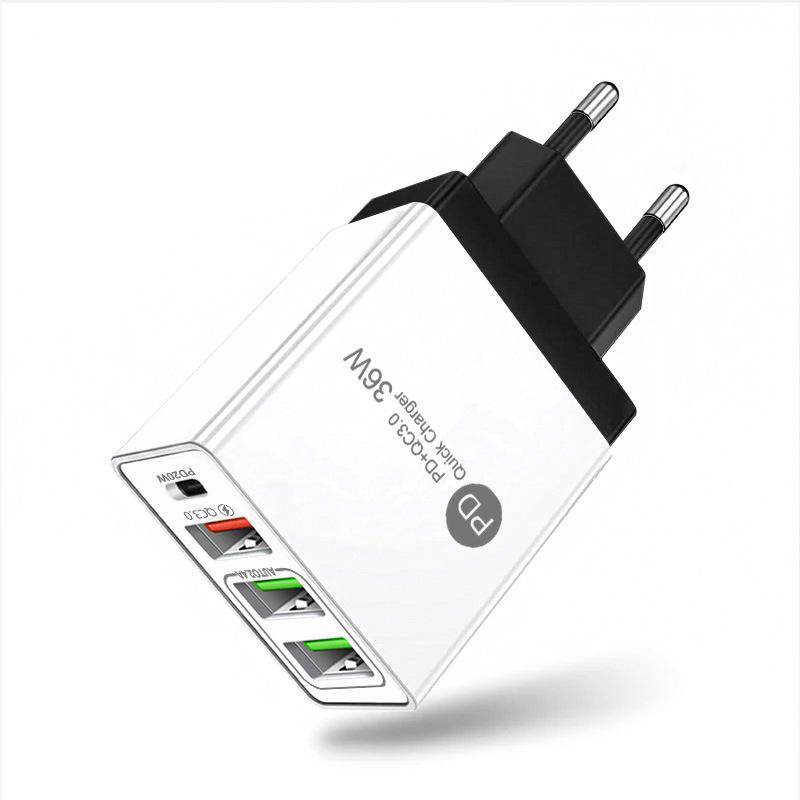 PD33W QC3.0 GaN Multi-Port European Standard Fast Charger, 9V/12V Fast Charging Adapter